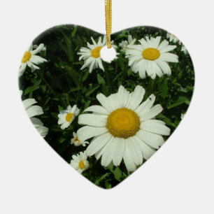 pretty white daisy flowers. ceramic ornament