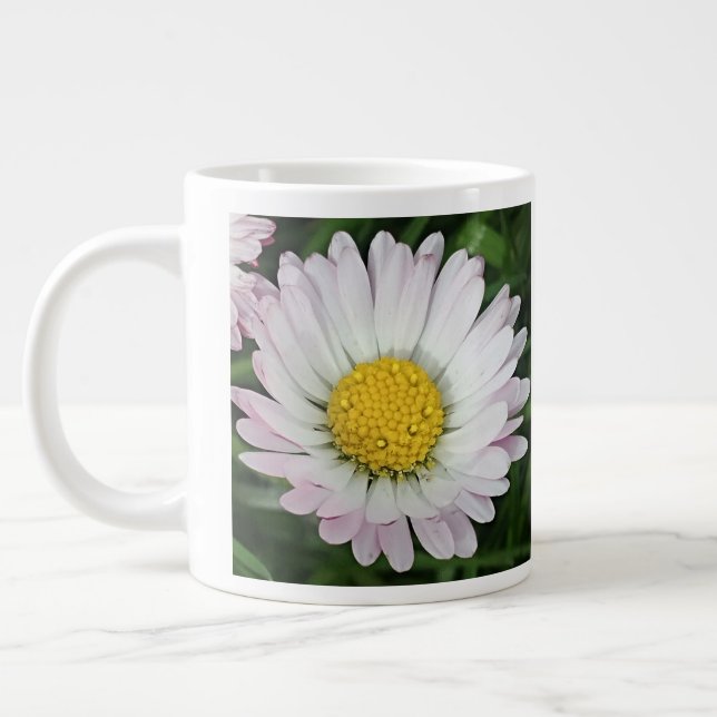 Pretty white daisy large coffee mug (Left)