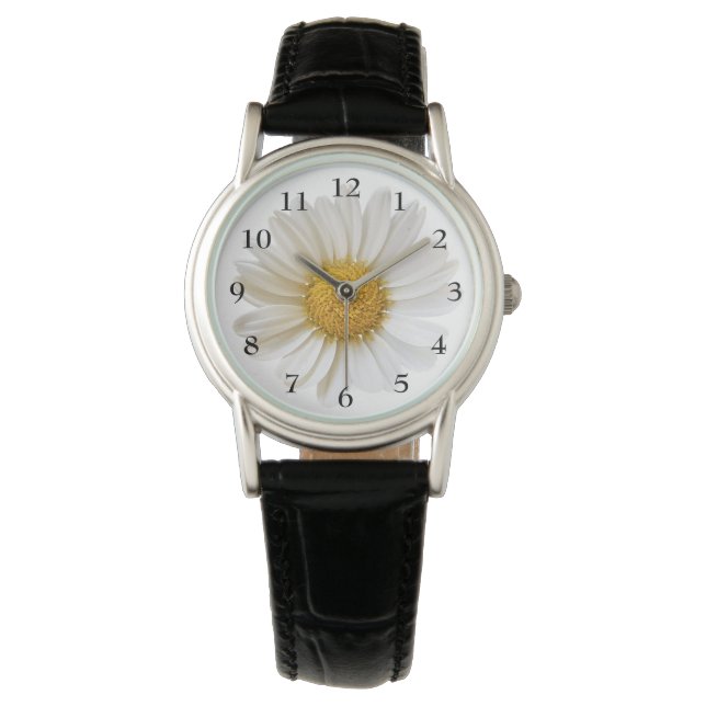 Pretty White Daisy on White Floral Watch (Front)