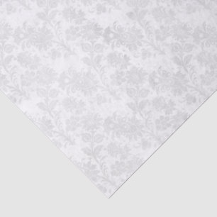 Pretty White Damask Floral Print Tissue Paper