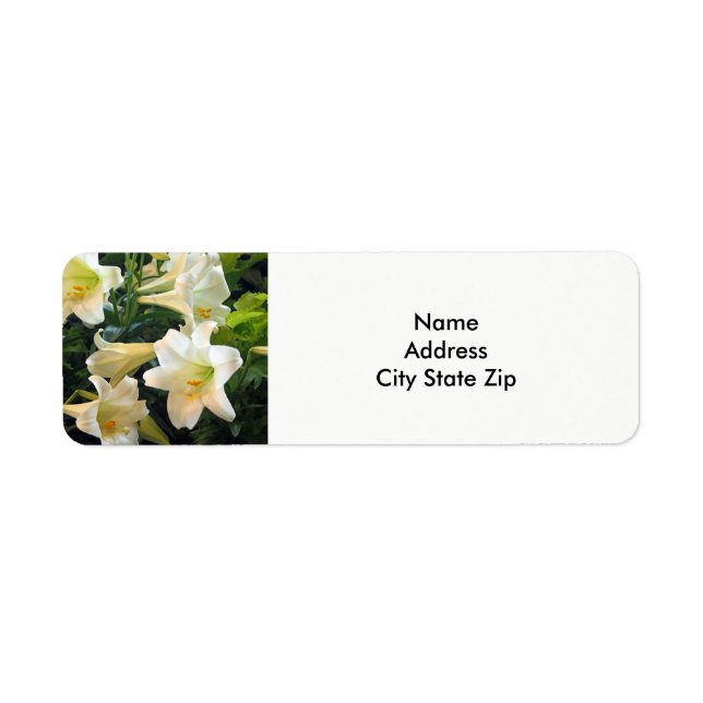 Pretty White Easter Lilies Floral Photo Return Address Label (Front)