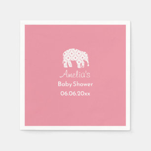 Pretty White Elephant Personalised Baby Shower  Napkin