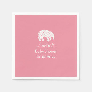 Pretty White Elephant Personalised Baby Shower  Napkin