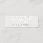 Pretty White Embossed Look Leaves Mini Business Card<br><div class="desc">Chic and elegant with a contemporary touch. Beautiful vector illustration of white tree  leaves on light grey background. Raised embossed look - digitally rendered.</div>