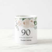 Pretty White Floral Womans 90th Birthday Gift