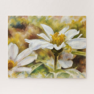 Pretty White Flower Garden Art Puzzle