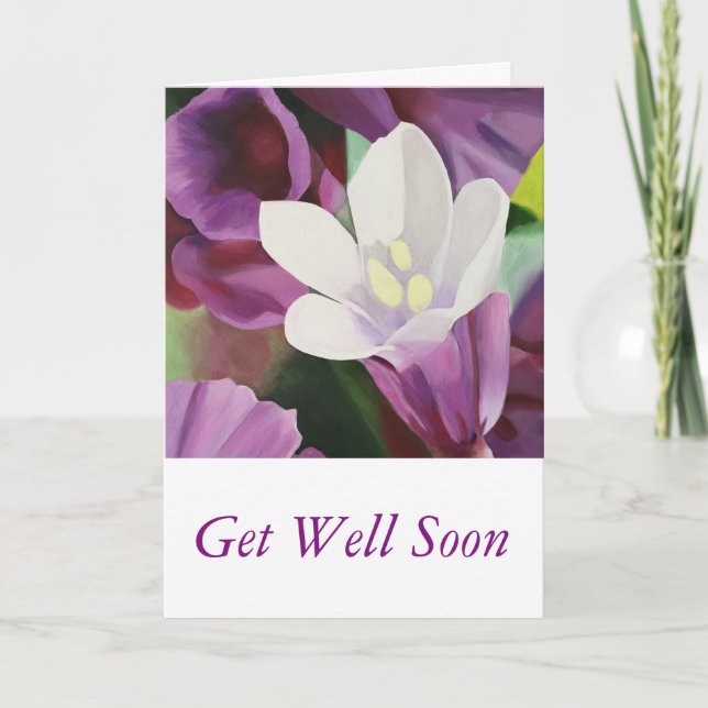 Pretty White Flower - Get Well Soon Card (Front)
