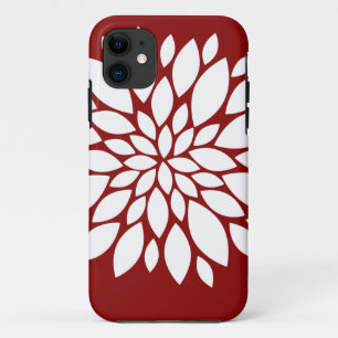 Pretty White Flower Petal Art on Red iPhone 11 Case
