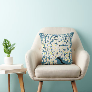 Pretty White Flowers Blossom Tree Art Cushion