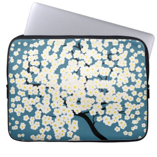 Pretty White Flowers Blossom Tree Art Laptop Sleeve