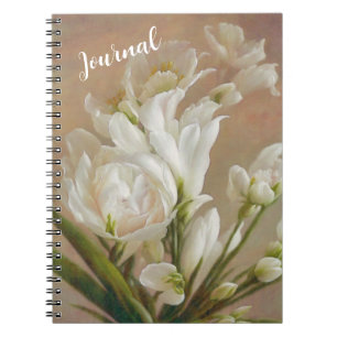 Pretty White Flowers Floral Art Journal