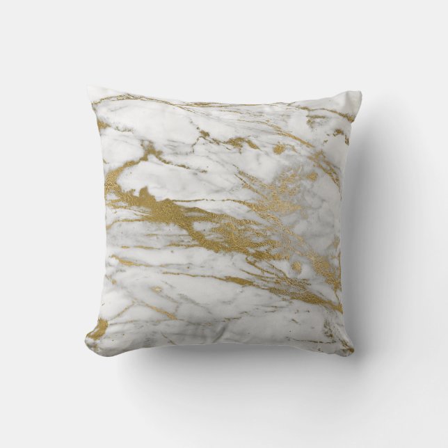 PRETTY WHITE GOLD MARBLE INSPIRED CUSHION (Front)