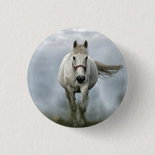 Pretty White Horse Cloud Photo 3 Cm Round Badge