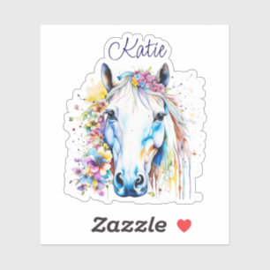 Pretty White Horse Floral Personalised