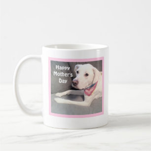 Pretty White Labrador Retriever Mix Dog Pink Mum Coffee Mug