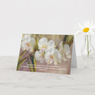 Pretty White Orchid Flowers Bible Verse Art Note Card