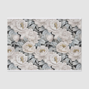 Pretty White Peonies Illustration Light Background Tissue Paper