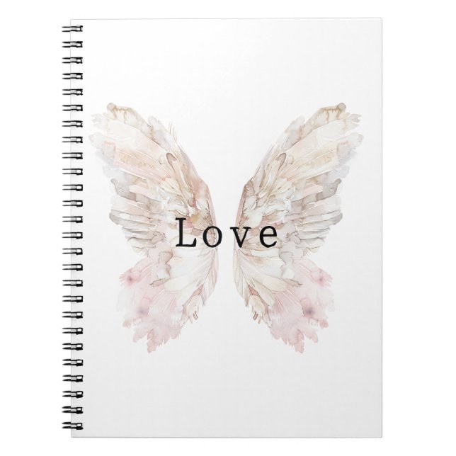 Pretty White Pink Butterfly Wings Notebook (Front)