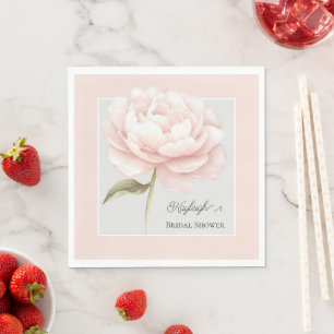 Pretty White Pink Rose Flower Bridal Shower Napkin