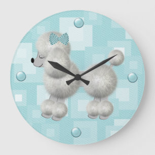 Pretty White Poodle Wall Clock