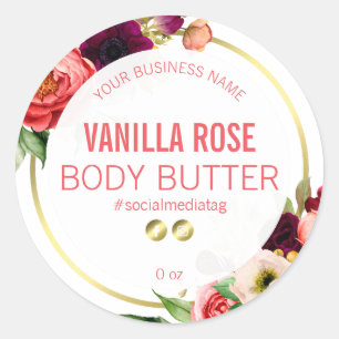 Pretty White Product Labels With Flowers