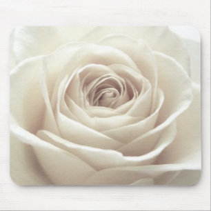 Pretty white rose mouse pad