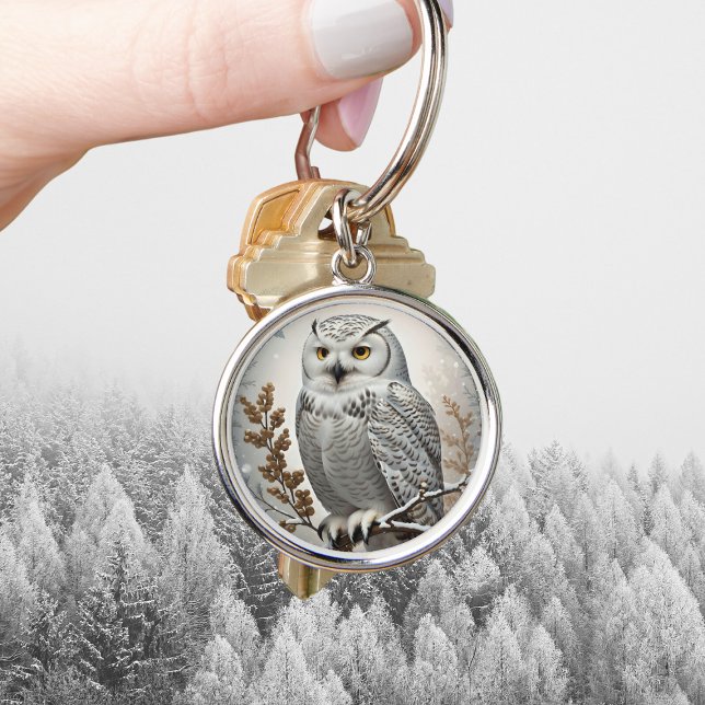 Pretty White Snowy Owl Winter Key Ring (Creator Uploaded)