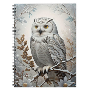 Pretty White Snowy Owl Winter Notebook