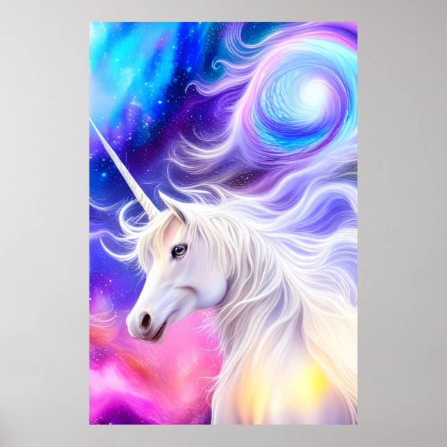 Pretty White Unicorn Poster (Front)