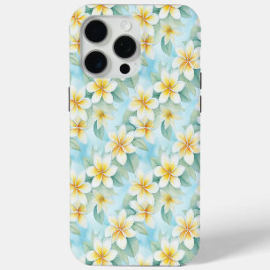 Pretty White Yellow Frangipani Floral Designer iPhone 15 Pro Max Case