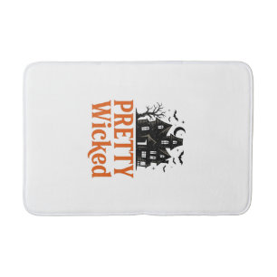 Pretty Wicked Vintage Halloween Haunted House Shir Bath Mat