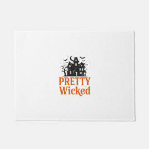 Pretty Wicked Vintage Halloween Haunted House Shir Doormat
