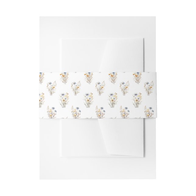Pretty Wild Flower Floral  Invitation Belly Band (Front Example)