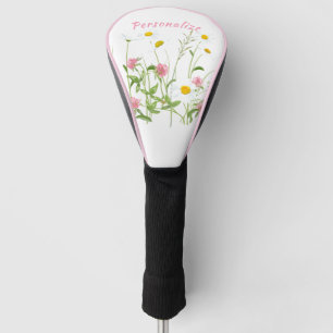 Pretty Wild Flowers Daisy Carnation Personalised Golf Head Cover
