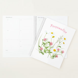 Pretty Wild Flowers Daisy Carnation Personalised Planner