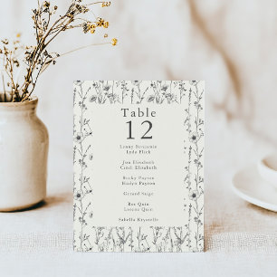 Pretty wild flowers table number place card