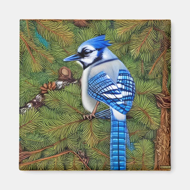 Pretty Wilderness Blue Jay Magnet (Front)