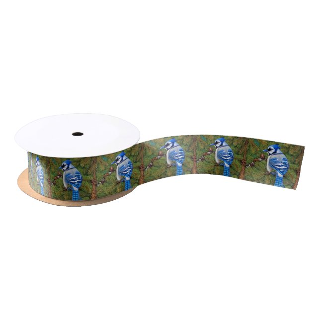 Pretty Wilderness Blue Jay Satin Ribbon (Spool)