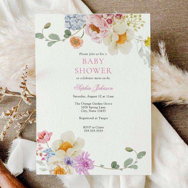 Pretty Wildflower Baby Shower Invitation (Creator Uploaded)
