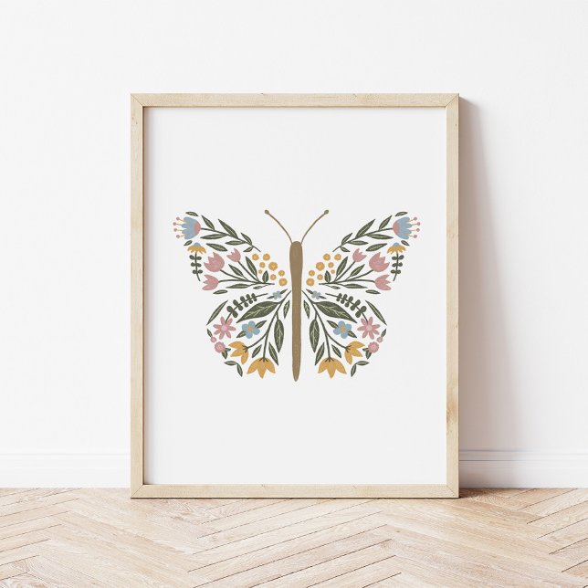 Pretty Wildflower Butterfly Art Print Poster (Creator Uploaded)