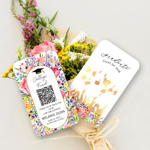 Pretty Wildflower College fund graduation Business Card