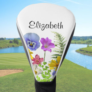 Pretty WIldflower Custom Name Womens Golf Head Cover
