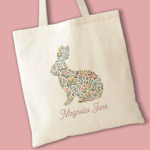 Pretty Wildflower Easter Bunny Rabbit Kids  Tote Bag