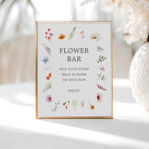 Pretty Wildflower Frame Flower Bar Sign