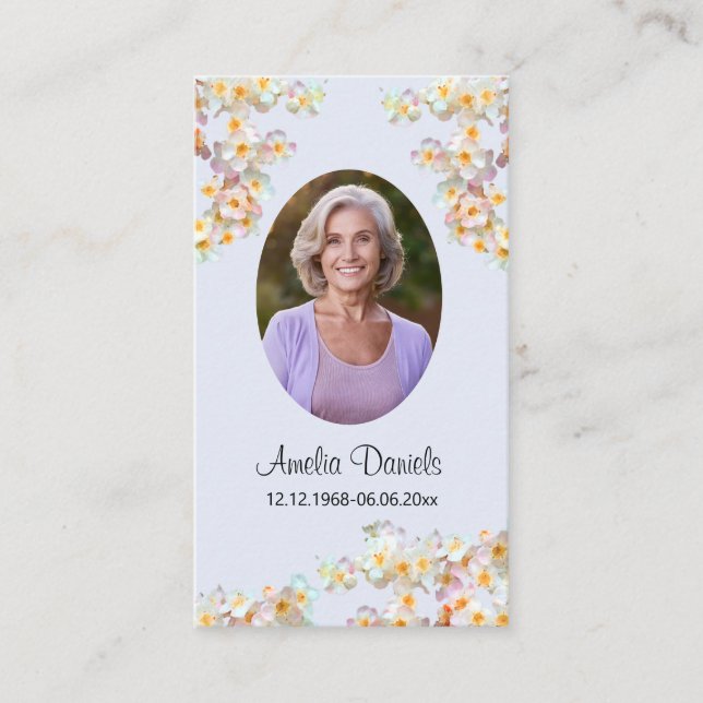 Pretty Wildflower Funeral Prayer Card (Front)