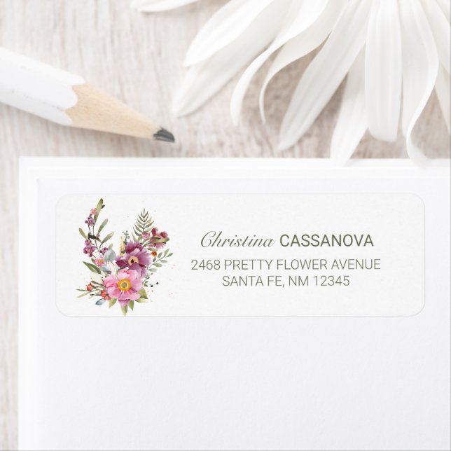 Pretty Wildflower Garden Floral Return Address  Label (Insitu)