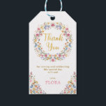 Pretty Wildflower Garden Wreath Girls 1st Birthday Gift Tags<br><div class="desc">This elegant design features cheerful watercolor wildflowers mixed with lush greenery foliage. Personalise the favour tag with your wording. If you want to further re-arrange the style and placement of the text,  please press the "Click to customise further" button.</div>