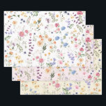Pretty Wildflower Meadow Botanical Floral Garden Wrapping Paper Sheet<br><div class="desc">Beautiful boho-inspired wrapping paper sheets featuring cheerful watercolor wildflowers in various shades of blush,  pink,  lavender,  yellow,  blue and green.</div>
