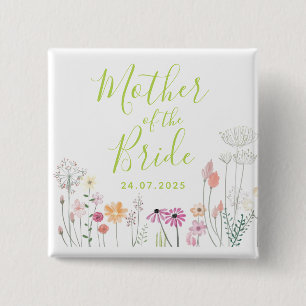 Pretty Wildflower Mother of the Bride Shower 15 Cm Square Badge
