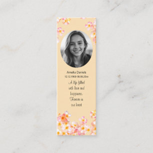 Pretty Wildflower Photo Funeral Mini Bookmark Calling Card